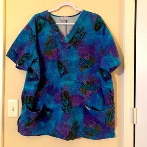 Cherokee Nurse Vibrant Print Scrub Top